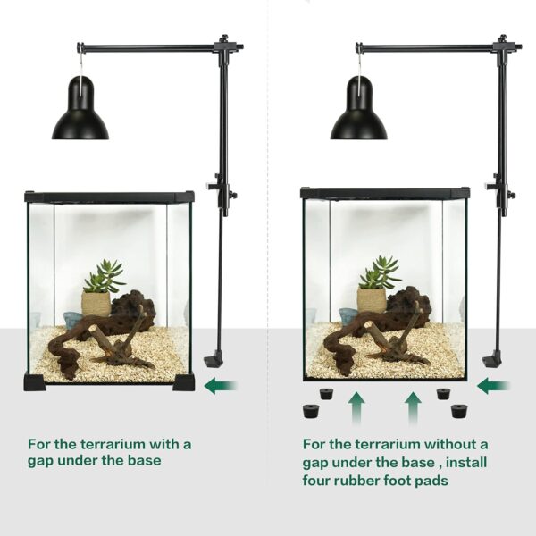BETAZOOER Reptile Dual Lamp Stand Metal Adjustable Heating Lamp Holder Light Fixture Retractable Ideal for Reptile Glass Terrarium Amphibians/Terrestrial Invertebrates Vivarium - Image 3