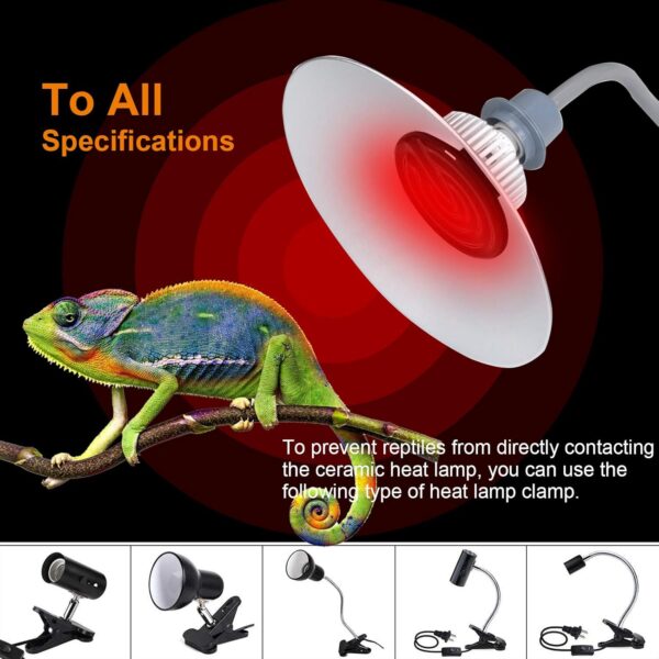 bedee Reptile Heat lamp, 2 Pack 100W Tortoise Heat lamp, E27 Black Infrared Ceramic Heat Lamp Pet Ceramic Heat Bulb for Reptiles/Lizards/Tortoise/Snakes/Chicks - Image 6