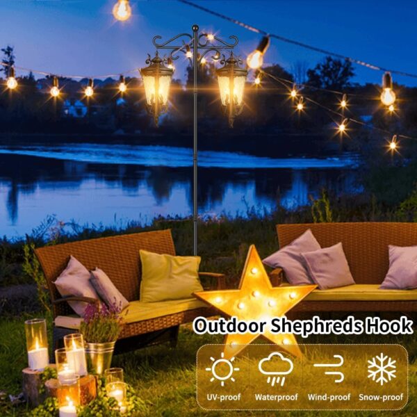 Bird Feeder Pole Stand, 198CM (Approx 2M) Adjustable Garden Hanging Basket Bird Feeding Station Hook, Heavy Duty Outdoor Metal Shepherds Crook for Solar Lights Lantern, Plant Hanger, 1 Pack - Image 7