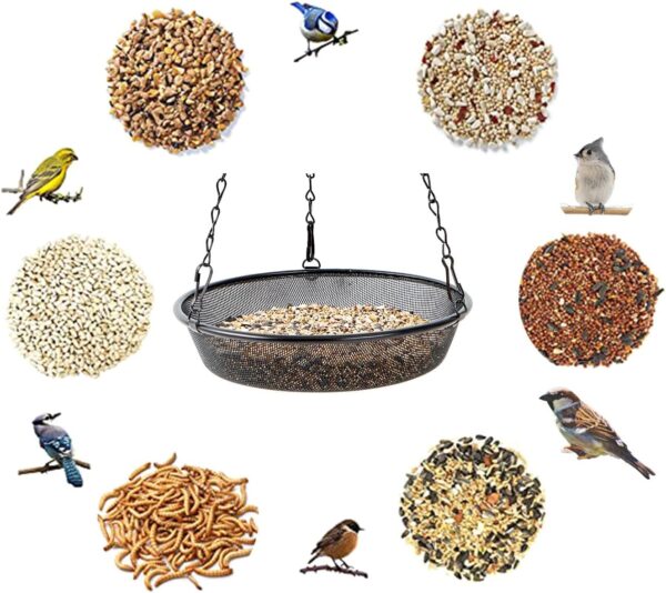 HH-LIFE 2 pcs Metal Mesh Hanging Bird Feeder Tray Food Platform for Bird Feeders, Outdoor Garden Decoration for Wild Backyard Attracting Birds (Ø21.5cm) - Image 4