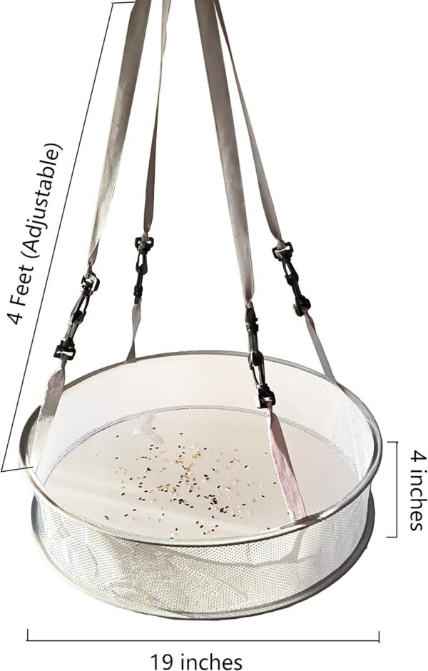19" Seed/Shell Catcher for Bird Feeders Platform 19 x 19 x 4 inches Birdseed Hoop Outdoor Garden Hanging Tray (White) - Image 5