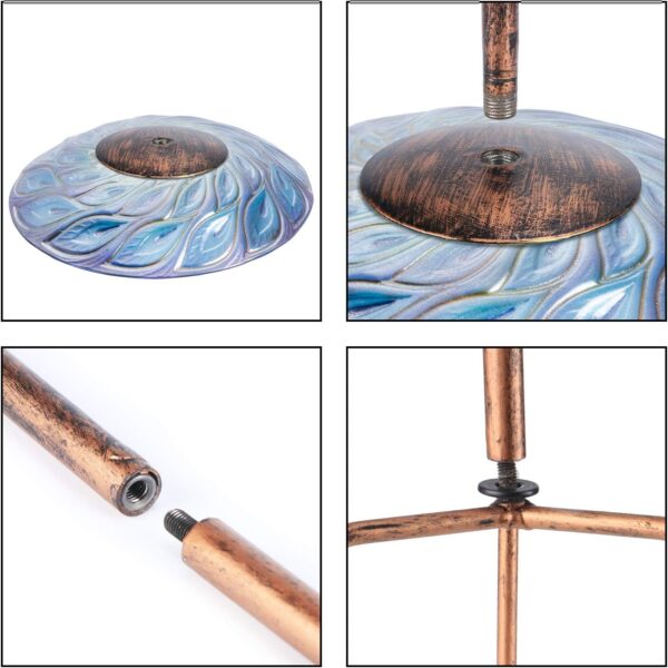 26 Inch Height Glass Bird Baths Birdfeeders with Metal Stake for Garden Lawn Yard Peacock - Image 5