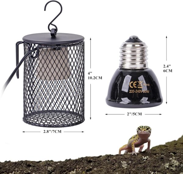 MUALROUS Reptiles Ceramic Heating Lamp with Guard 2 Pcs 100W 50W Terrarium Reptile Heat Bulb E27 Infrared Ceramic Heat Lamp Pet Ceramic Heat Bulb for Reptiles Lizards Tortoise Snakes Chicken - Image 4