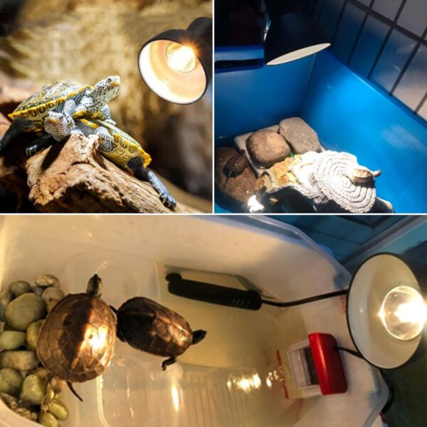 DoRight Tortoise Heat Lamp Basking Lamp, Reptile Basking Clamp Lamp with Holder Heat Spotlight with 2X25W UVA UVB E27 Bulb 360° Rotatable Clamp On Aquarium Heating Light for Turtle, Snake, Lizards - Image 3