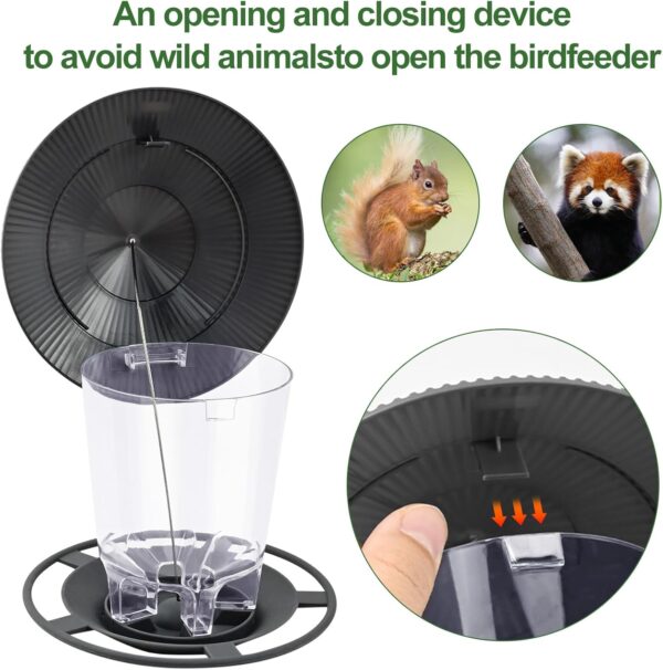 Garden Bird Feeder for Outside, Hanging High-Capacity Wild Bird Feeder, Plastic Garden Bird Seed Feeder, All Weather Rainproof Roof Squirrel Proof BirdsFeeder for Outdoor Yard Garden Decoration - Image 3