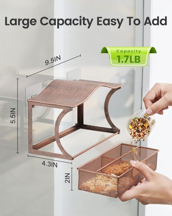 Window Bird Feeder, HouseSapp Sturdy Metal Window Bird Feeder, Window Bird Feeders with Strong Suction Cups, Super Adhesive Sheet×4，Large Outdoor Bird Feeder, Bird Watching Gift, Wild Bird Feeder - Image 4