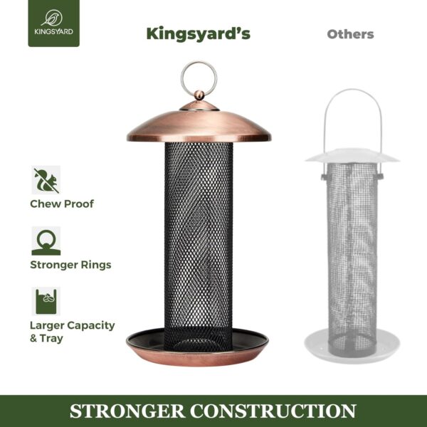 Kingsyard Metal Mesh Tube Bird Feeders for Outdoor Hanging, Finch Bird Feeder for Nyjer/Thistle Seed, 2.5 lbs Large Capacity (Antique Copper) - Image 5
