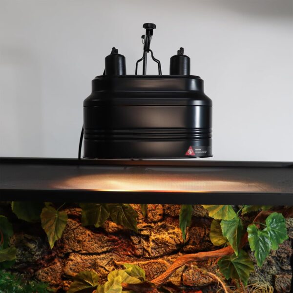 AIICIOO Dual Reptile Light Fixture Deep Dome Lamp Shade for UVB Heating Lamp Double Lamp Cap Combo Kit for Reptiles and Amphibians Montage Clip - Image 6