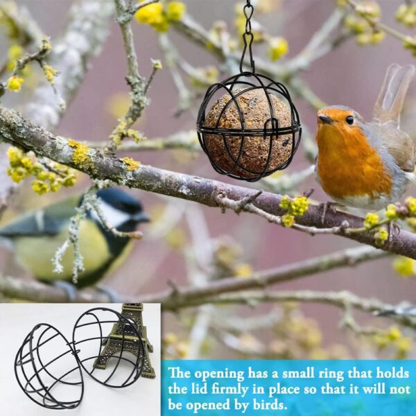 Furado Fat Ball Feeder, 4Pcs Small Hanging Fat Ball Bird Feeder Holder, Hanging Metal Small Bird Feeder for Feeding Outdoor Garden Wildlife Birds, Bird Feeders Hanging Station for Small Wildlife Birds - Image 5
