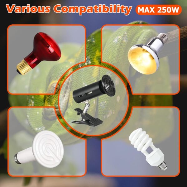 Coospider Reptile Tortoise Heat Lamp with Metal Clamp, 100W Ceramic Heat Bulb Holder, E27 No Light Infrared Basking Lamp for Terrarium/Vivarium/Lizards/Turtle/Snakes/Chicks/Puppies - Image 6