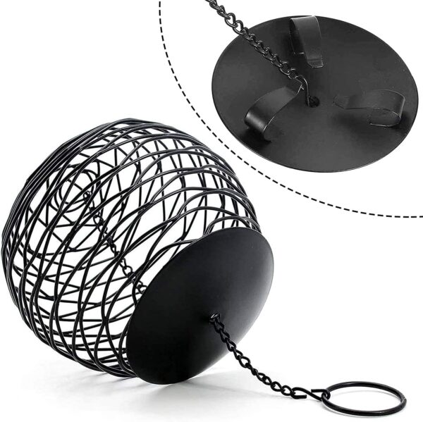 Zeqeey Fat Ball Birds Feeder Large Capacity Hanging Wild Bird Holder for Finch Cardinal Woodpecker Sparrow Robin, Diameter 13cm, Metal, Black - Image 3