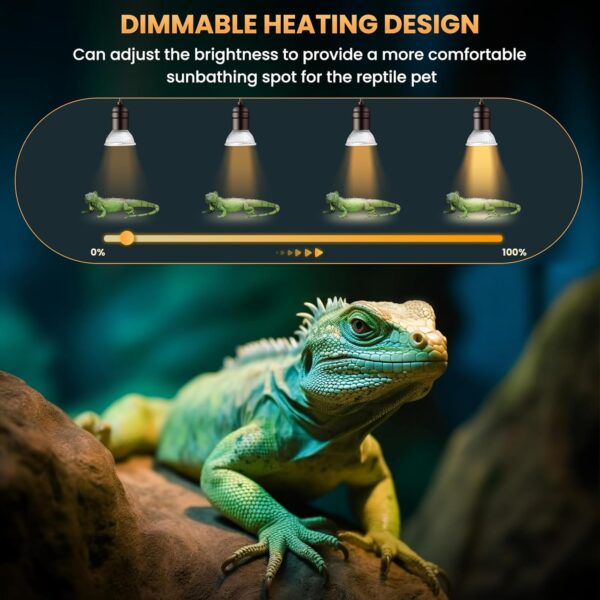 EASYIVY E27 Reptile Heating Bulb, 50W UVA UVB Turtle Basking Light Bulb Dimmable Tortoise Heat Lamp Bulbs for Bearded Dragon Lizard Snake Gecko Chameleon Amphibian, 4-Pack - Image 3