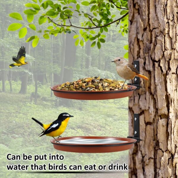 Renyigou 2 Piece Wall Mounted Bird Feeder Hanging Bird Feeder Tray for Garden Bird Feeder Stand Bird Baths Free Standing Installed on Trees Fence Outdoor Walls - Image 6