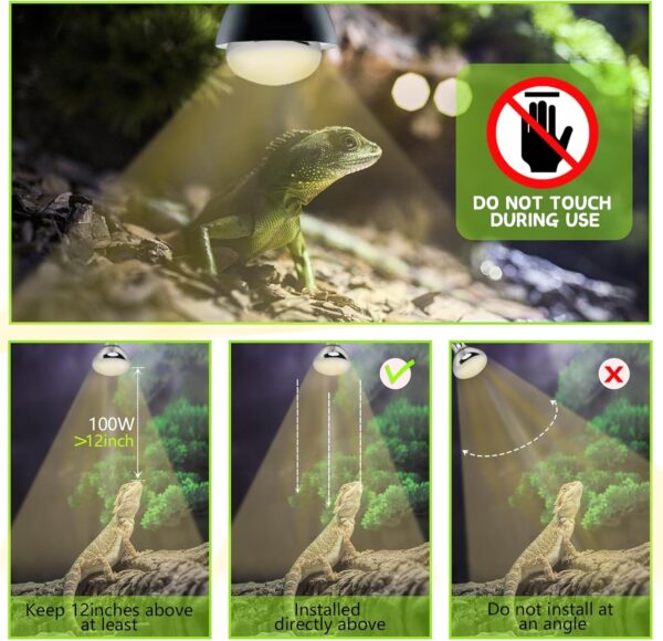REPTI HOME Reptile UVA UVB Light, 100W UVB Basking Heat Lamp for Reptile, Vivarium Heat Lamp Bulb for Tortoise,Turtle,Puppy,Frog,Chick,Lizard - Image 7
