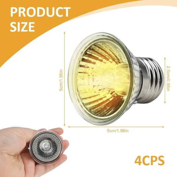 Tunknew 4 Pcs Heat Lamp Bulb for Reptiles, 50W UVB UVA Tortoise Heat Lamp Daylight Heated Bulbs Chick Brooder Basking Spotlight for Lizard Turtle Snake Hedgehog Chameleon Aquarium Amphibian Plant - Image 2