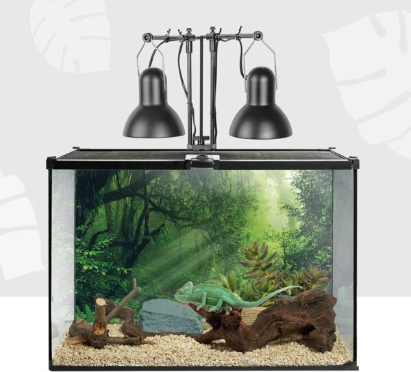 BETAZOOER Reptile Dual Lamp Stand Metal Adjustable Heating Lamp Holder Light Fixture Retractable Ideal for Reptile Glass Terrarium Amphibians/Terrestrial Invertebrates Vivarium - Image 7
