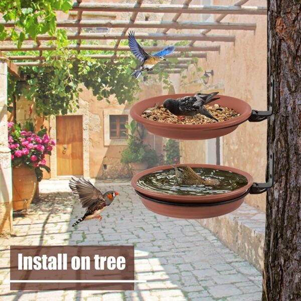 Renyigou 2 Piece Wall Mounted Bird Feeder Hanging Bird Feeder Tray for Garden Bird Feeder Stand Bird Baths Free Standing Installed on Trees Fence Outdoor Walls - Image 2