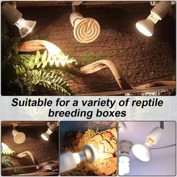 Lotvic Reptile Heat Lamp Holder, E27 200W Ceramic Bulb Holder, 360° Adjustable Pet Heater Bracket, Heat Lamp Socket with On/Off Switch, Heat Lamp Holder for Lizard Turtle Snake Reptile (No Bulbs) - Image 7