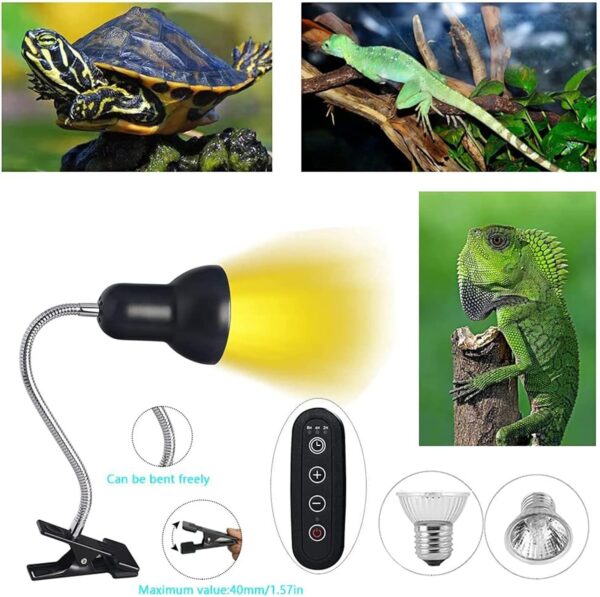 Petyoung Reptile Turtle Heat Lamp with 75W Bulb, UVA UVB Basking Light with Timer Dimmable Switch for Reptile/Lizards/Snakes/Tortoise/Chicken - Image 4