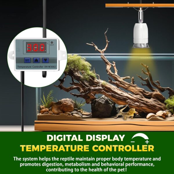 Lamptobe Reptile Ceramic Heat Lamp Holder 200W, Pet Heater Bracket for E27 Bulb with Smart Thermostat for Snake, Turtle, Lizard and Other Reptile - Image 2