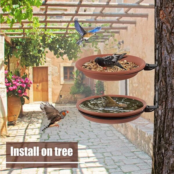 2 Piece Wall Mounted Bird Feeder,Bird Feeder & Bird Bath for Garden,Fence Bird Feeder Tray,Deck Bird Feeder Tray,Attracting Wild Birds,Bird Water Feeder for Installed on Trees,Balcony,Outdoor Walls - Image 4