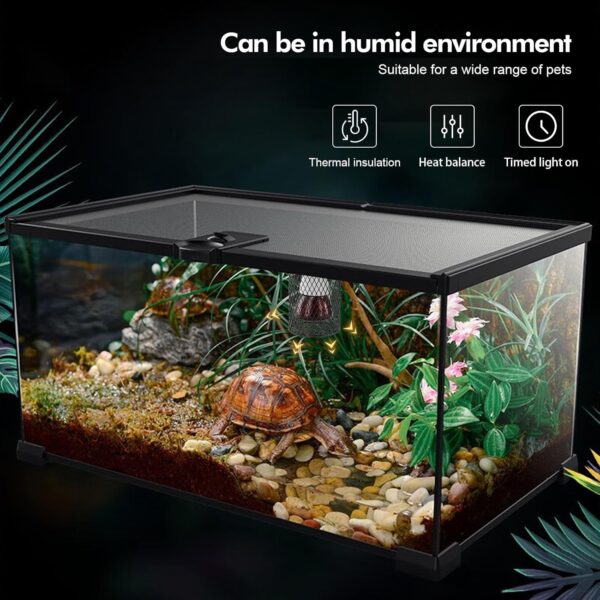 Reptile Heat Lamp with Guard, 100W Ceramic Heating Lamp with Anti Hot Bracket Cage,Lampshade Holder Heater Lighting, Infrared Reptile Heat Bulb for Bearded Dragon,Lizard,Tortoise,Snake,Birds, UK Plug - Image 2