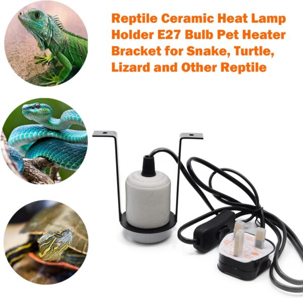 Arigoul Reptile Ceramic Heat Lamp Holder E27 Bulb Pet Heater Bracket for Snake, Turtle, Lizard and Other Reptile - Image 5