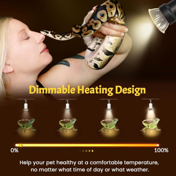 Klarlight 50W E27 Reptile Heating Bulb Dimmable, UVA UVB Light Bulb Full Spectrum Basking Bulb, Tortoise Heat Lamp for Lizard Spider Frog Snake Turtle Chameleon Aquarium Reptile and Amphibian (4-Pack) - Image 2