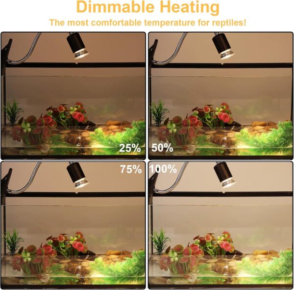 AIICIOO Reptile Heating Light Bulb UVA UVB Full Spectrum Sun Lamp Halogen Turtle Heating Lamp Adjustable Light for Lizard Tortoise Spider Snake 50W 4 Pack E27 - Image 5