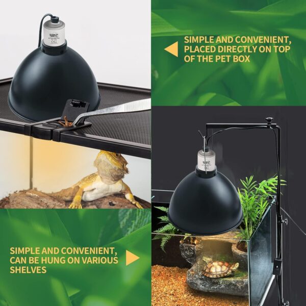 LUCKY HERP Reptile Dome Light Fixture, Aluminum 8.5inch Vivarium Heat Lamp Bulb Holder, UVA UVB Light Reptile Kit Maximum 250W - Image 7