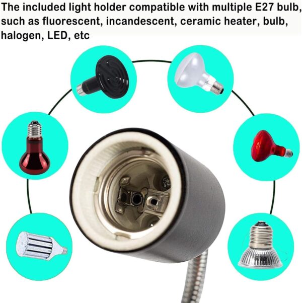 SANON Tortoise Heat Lamp, Reptile Heat Lamp, Dimmable Adjustable Turtle Basking Lamp with 2 Bulbs for Reptile Turtle Lizard - Image 4