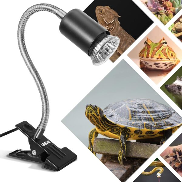 LEDBOKLI Reptile Heat Lamp UVA UVB Tortoise Heat Lamp E27 Holder with Two Heat Bulbs 25W and 50W Halogen Bulb for Turtle Amphibian Reptiles Lizard Snakes - Image 7