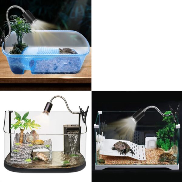 LEDBOKLI Reptile Heat Lamp UVA UVB Tortoise Heat Lamp E27 Holder with Two Heat Bulbs 25W and 50W Halogen Bulb for Turtle Amphibian Reptiles Lizard Snakes - Image 4