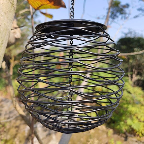 Zeqeey Fat Ball Birds Feeder Large Capacity Hanging Wild Bird Holder for Finch Cardinal Woodpecker Sparrow Robin, Diameter 13cm, Metal, Black - Image 4