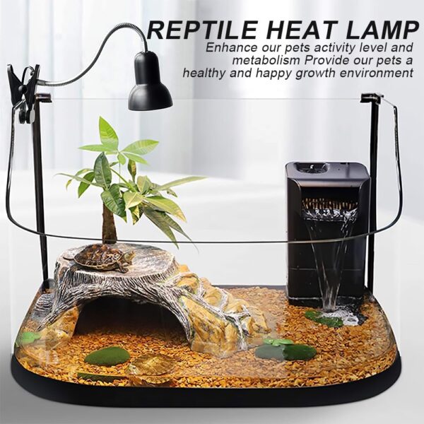 Lotvic Tortoise Heat Lamp, E27 50W Reptile Heat Lamp, Heat Spotlight Holder with 360° Adjustable Metal Gooseneck Hose, UVA UVB Basking Lamp for Aquarium, Lizard, Turtles, Snakes (2 Bulbs Included) - Image 5