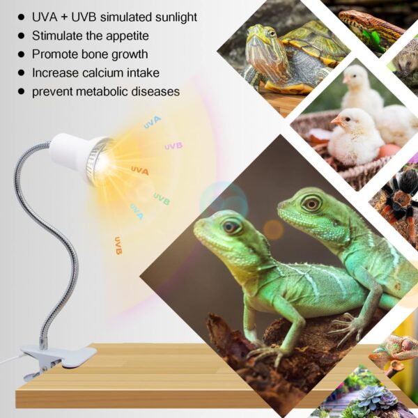 Reptile Heat Lamp, Tortoise Heat Lamps Aquarium Heating Light with Ceramic Spotlight Shade, Basking Light with 360° Rotating Neck Turtle Tank Accessories for Terrarium Puppies Chicks (without bulb) - Image 5