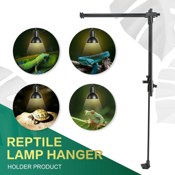BETAZOOER Reptile Dual Lamp Stand Metal Adjustable Heating Lamp Holder Light Fixture Retractable Ideal for Reptile Glass Terrarium Amphibians/Terrestrial Invertebrates Vivarium - Image 2