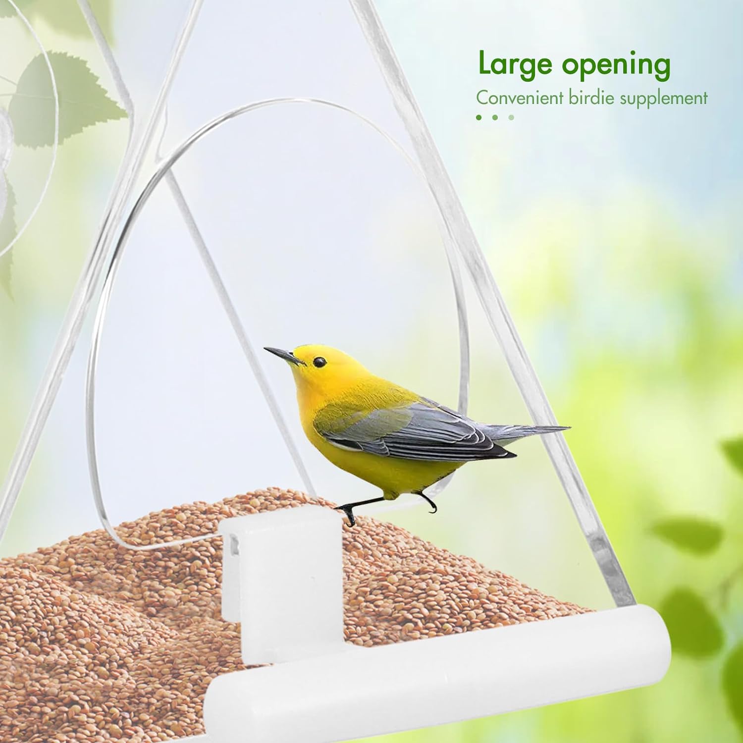 Palmcee Clear Window Bird Feeder, Hanging Wall Fence Tree Mounted Off-Ground Outdoor Garden Wild Feeding Food Station, Bird Window Feeder with Suction Cup and Drain Hole for Small Birds - Image 4