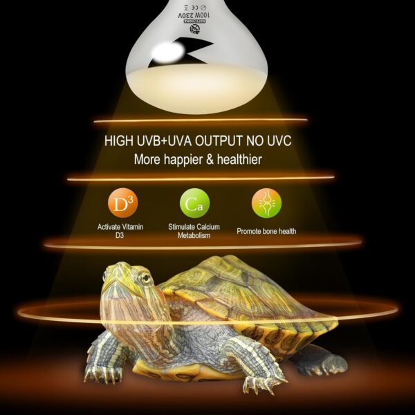 REPTI HOME Reptile UVA UVB Light, 100W UVB Basking Heat Lamp for Reptile, Vivarium Heat Lamp Bulb for Tortoise,Turtle,Puppy,Frog,Chick,Lizard - Image 3