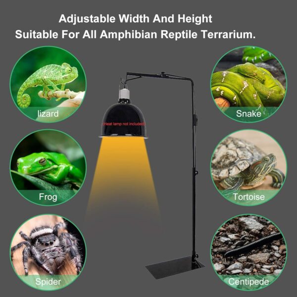 Taixinpower Reptile Lamp Stand for Habitat Cage, Landing Lamp Holder Bracket with Base, Support for Reptile Terrarium Light Stand, Suitable Hermit Crabs, Beard Dragons, Turtles, Geckos, Lizards - Image 2
