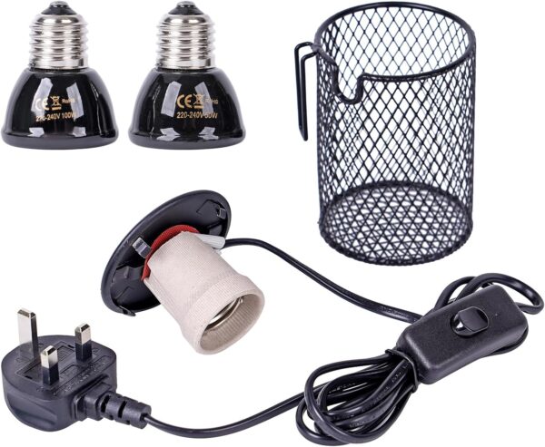 MUALROUS Reptiles Ceramic Heating Lamp with Guard 2 Pcs 100W 50W Terrarium Reptile Heat Bulb E27 Infrared Ceramic Heat Lamp Pet Ceramic Heat Bulb for Reptiles Lizards Tortoise Snakes Chicken - Image 8