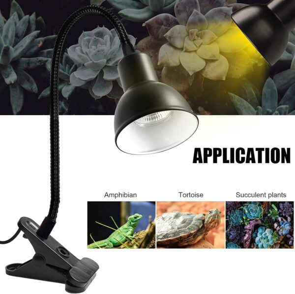 DoRight Tortoise Heat Lamp Basking Lamp, Reptile Basking Clamp Lamp with Holder Heat Spotlight with 2X25W UVA UVB E27 Bulb 360° Rotatable Clamp On Aquarium Heating Light for Turtle, Snake, Lizards - Image 8