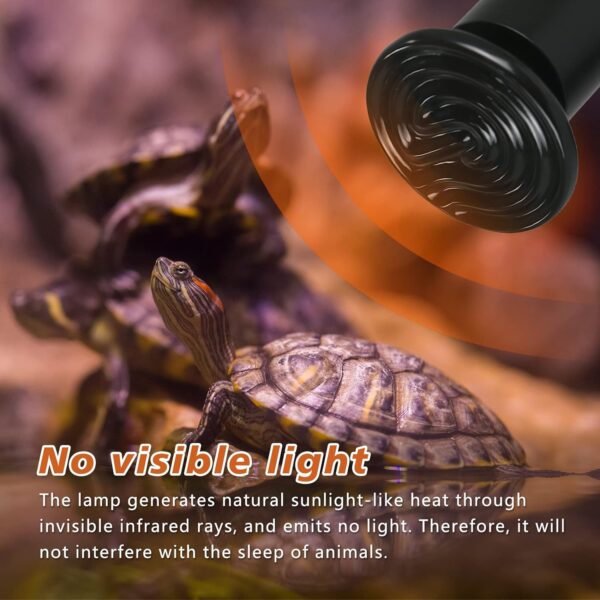 Coospider Reptile Tortoise Heat Lamp with Metal Clamp, 100W Ceramic Heat Bulb Holder, E27 No Light Infrared Basking Lamp for Terrarium/Vivarium/Lizards/Turtle/Snakes/Chicks/Puppies - Image 2