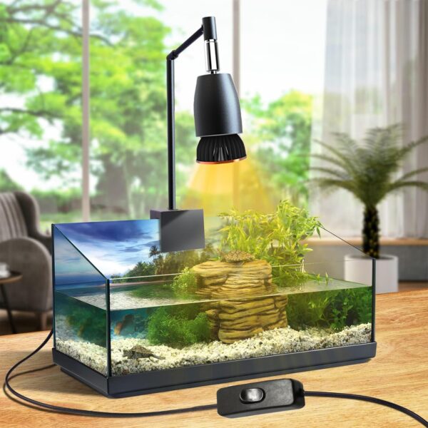 QeeHeng Tortoise Lamp Holder,UVA UVB Light Bracket for Reptiles,360°Rotatable Lamp Metal Stand for Turtle Aquarium Tank Heating Lamps,Suitable for Tortoise,Frog Habitat Terrarium Tank Accessories - Image 6