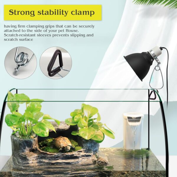 MUALROUS 5.5 inch Reptile Lamp Holder Tortoise Heat lamp UVA/UVB Bulb Lamp Light Holder Terrarium Light Fixture Lamp Reflector 300 Watt Reptile Heating Guard for Lizard Bearded Dragon Turtle Snake - Image 3