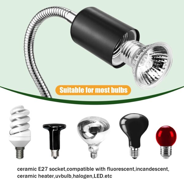 Sayudar Tortoise Heat Lamp, 3 Bulb 25W 50 W UVA UVB Light Lamp, Aquarium Basking Light with Clamp Stand, Terrarium Heat Lamp, Dimmable Reptile Heat Spotlight for Tortoise Snake Frog Lizard Chicks - Image 4