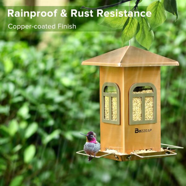 Buzzeap Bird Feeder for Outside Hanging, Bird Seed for Outside Wild Bird Feeders for Garden Yard Outdoor Decoration, Chew-Proof and Rust-Proof - Image 4