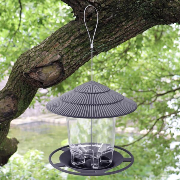 Garden Bird Feeder for Outside, Hanging High-Capacity Wild Bird Feeder, Plastic Garden Bird Seed Feeder, All Weather Rainproof Roof Squirrel Proof BirdsFeeder for Outdoor Yard Garden Decoration - Image 6