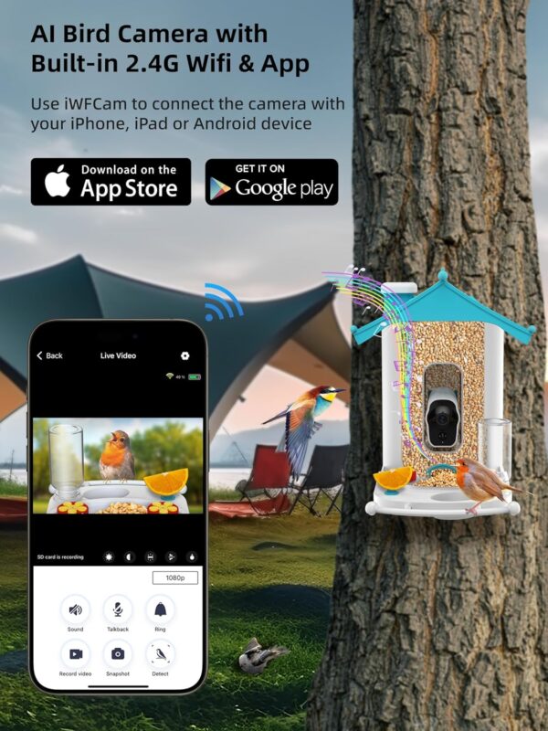 Homlab 1080P HD Smart Bird Feeder Camera with Solar Panel, 11000+ AI Identify Bird Species, Auto Capture & Record Bird Videos, Bird Watching Camera Wireless Outdoor with APP, 64GB Micro Card - Image 6