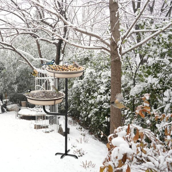 Giyiprpi Freestanding Birdbaths Bowl Outdoor, Free Standing Garden Bird Bath Bird Feeder & Bird Bath Bowl, Detachable Decoration Spa Birdfeeder for Garden Patio Yard Lawn, 4 Spiky Metal Stake (C) - Image 5